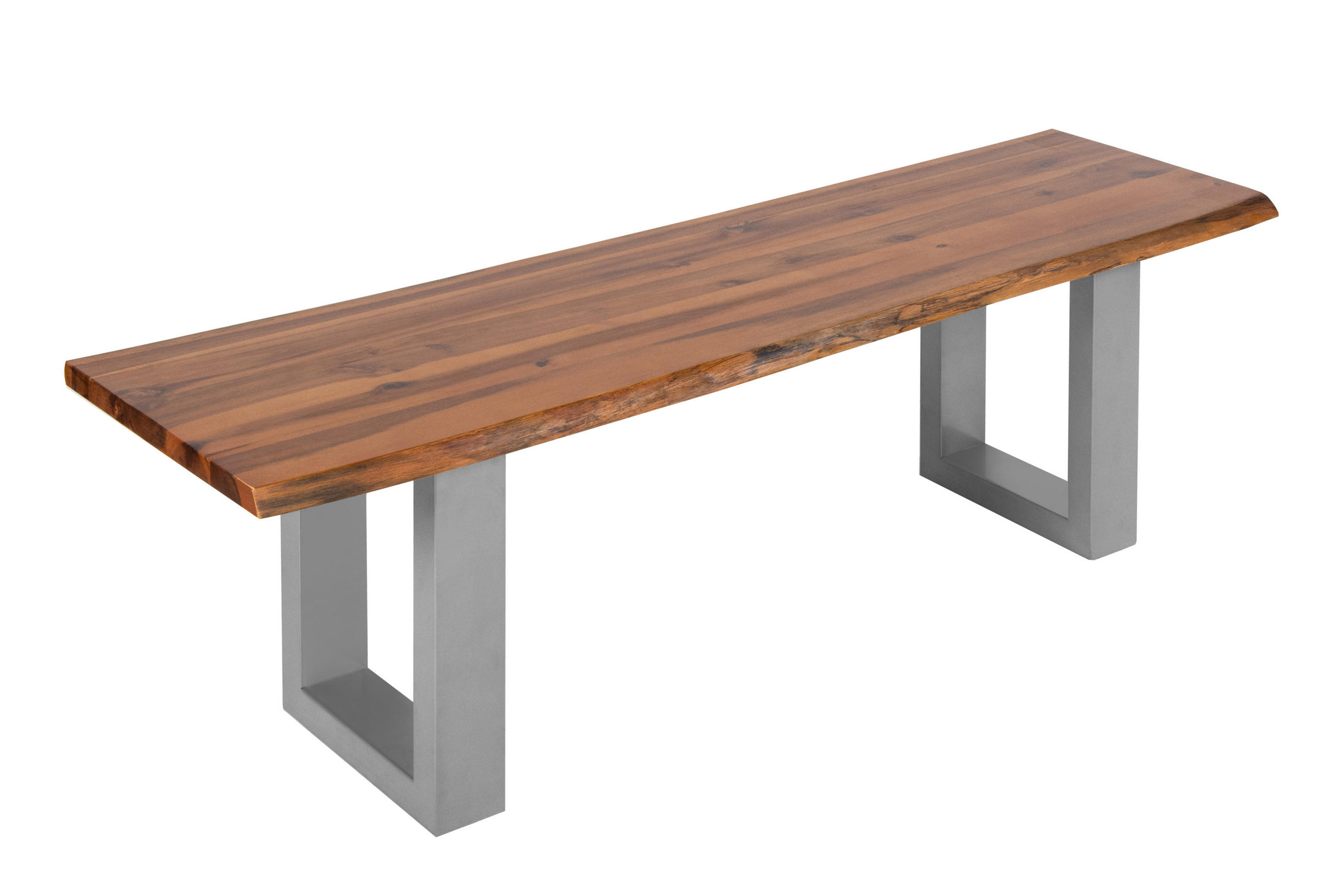 SITZBANK IDA - Cognac/Silberfarben, Holz/Metall (140/45/40cm) - SAM