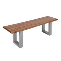 SITZBANK ESRA - Cognac/Silberfarben, Holz/Metall (160/45/42cm) - SAM