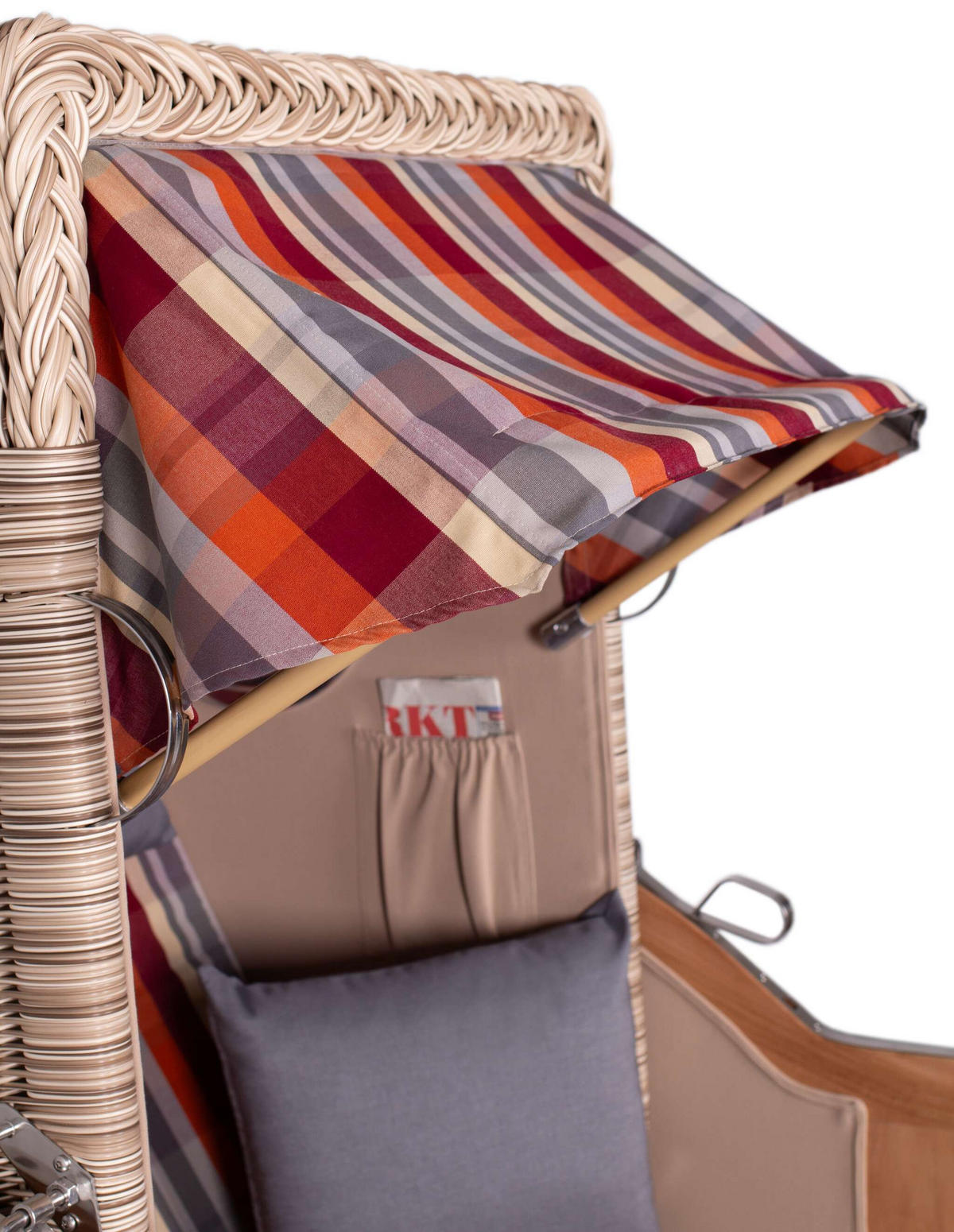 STRANDKORB Düne 1-Sitzer Teak 584 - Rot/Braun, Holz/Textil (98/165/80cm) - Mr. Deko