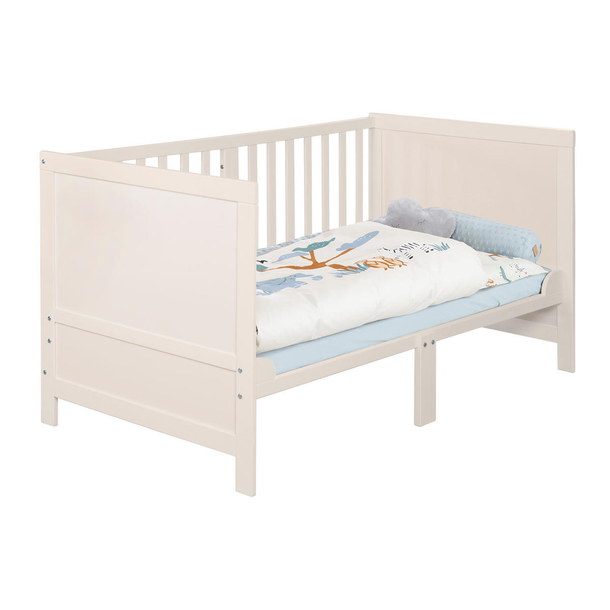 SPJÄLSÄNG med madrass Easy Sleep 70 x 140 cm - Ljusgrå, Träbaserade material/Textil (70/140cm) - Roba