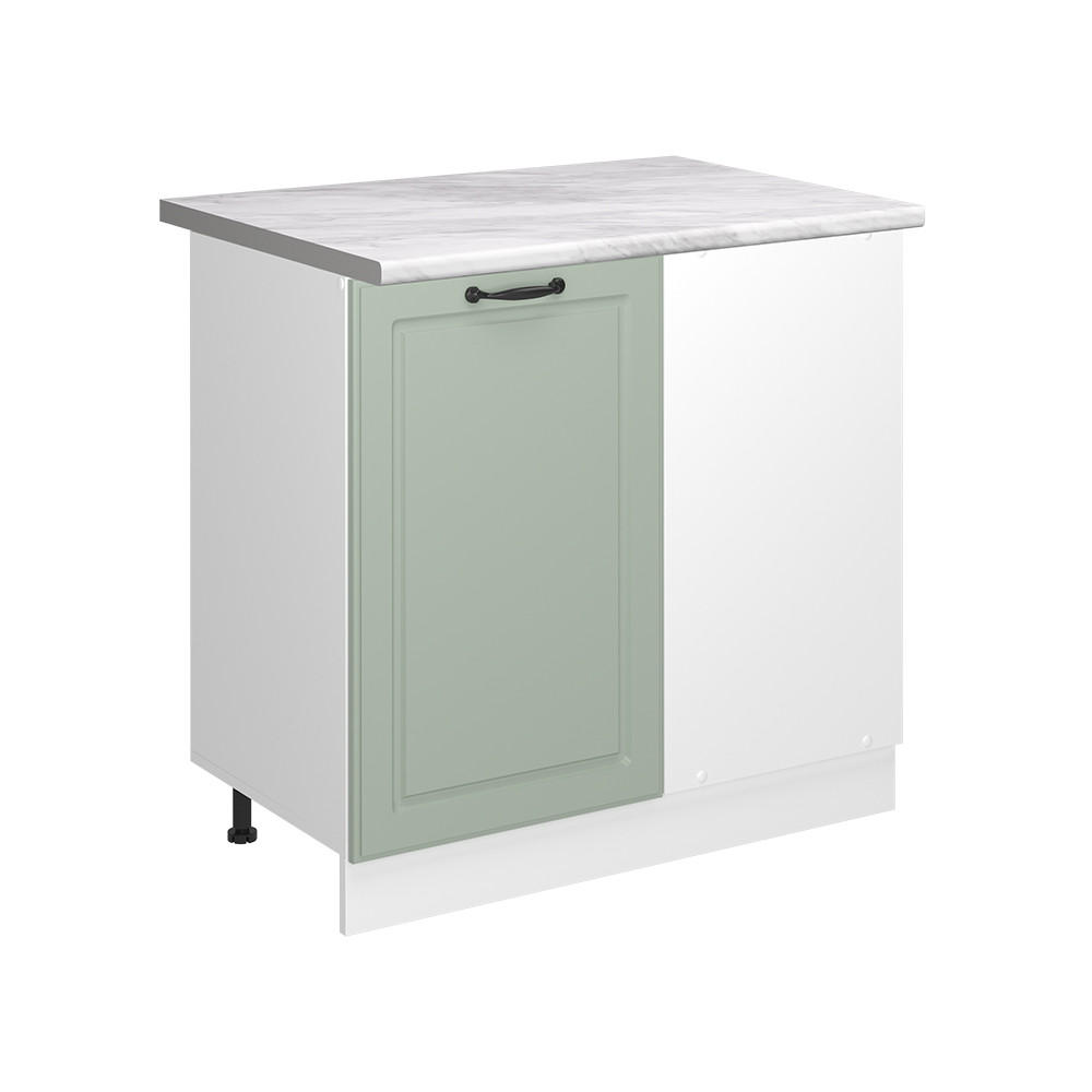 ROHOVÁ SPODNÁ SKRINKA R-Line, Mint vidiecky dom/biely, 86 cm Marmori työtaso - biela/mätovozelená, kompozitné drevo (86/81.6/60cm) - Vicco