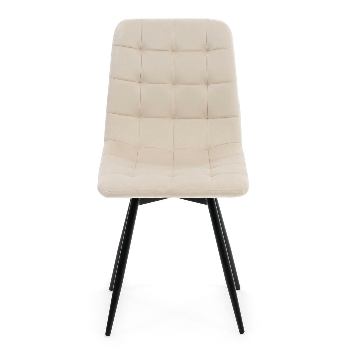 STUHL ARCO drehbar gepolstert mit Steppung - beige - Samt Velours - Beige/Schwarz, Textil/Metall (46/90/51cm) - NEW HOME