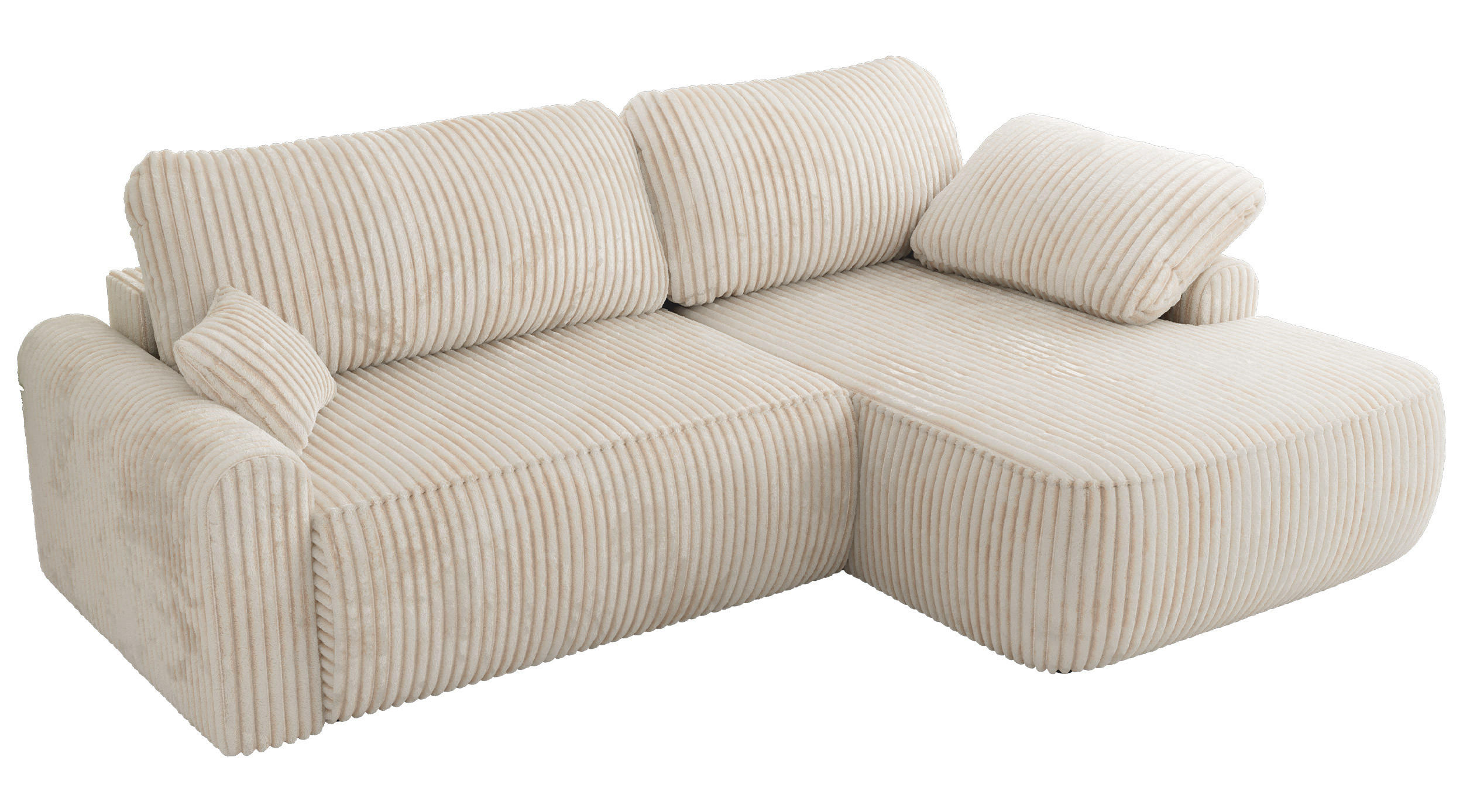 ECKSCHLAFSOFA CUBO L Creme Cord - rechts - Creme/Schwarz, Kunststoff/Textil (187/273cm) - MKS