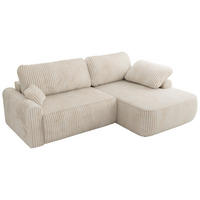 ECKSCHLAFSOFA CUBO L Creme Cord - rechts - Creme/Schwarz, Kunststoff/Textil (187/273cm) - MKS