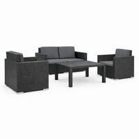 GARTENMÖBEL Lounge Set Rattan Optik - 4tlg. - Anthrazit/Grau, Kunststoff - Bestlivings