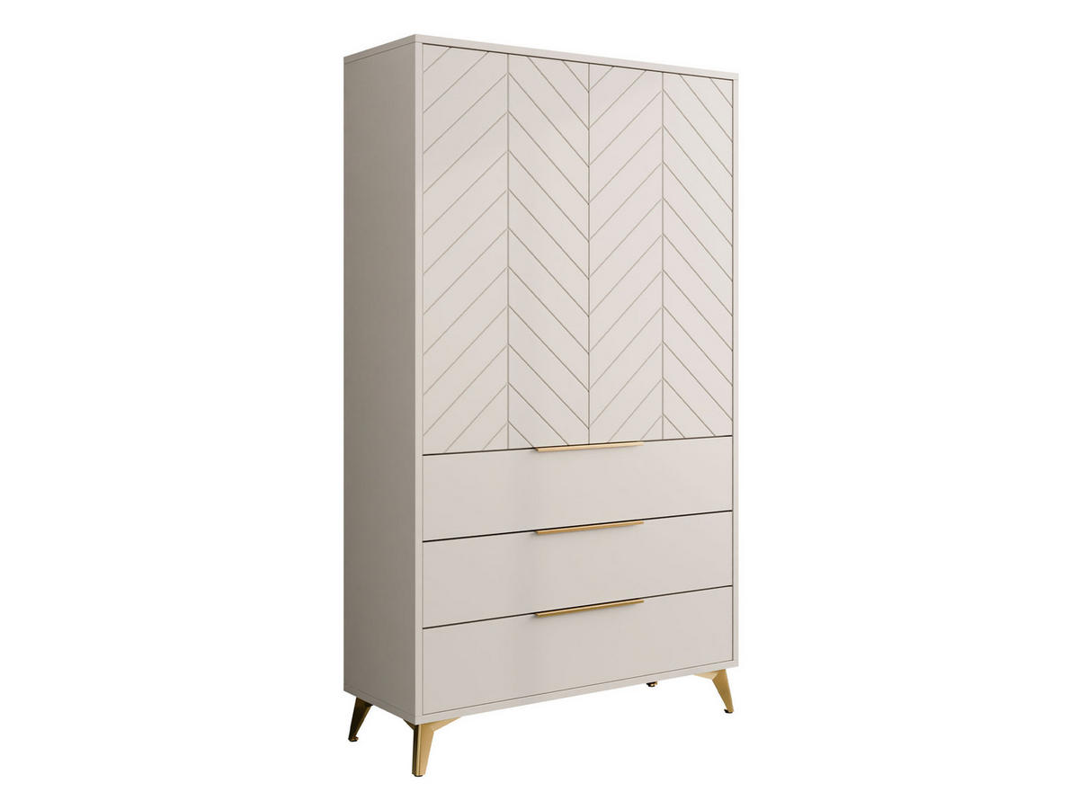KLEIDERSCHRANK Xylix 2D3SZ - Beige/Goldfarben, Holzwerkstoff/Metall (104/180/40cm) - MIRJAN24