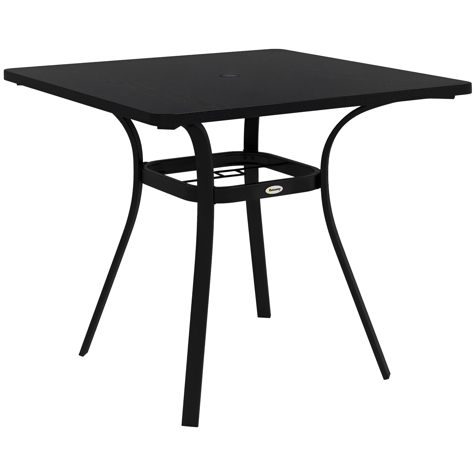GARTENTISCH DE-07248 für 4 Personen mit Stahlgestell Schwarz - Schwarz, Metall (80/82/72cm) - ComfortXL