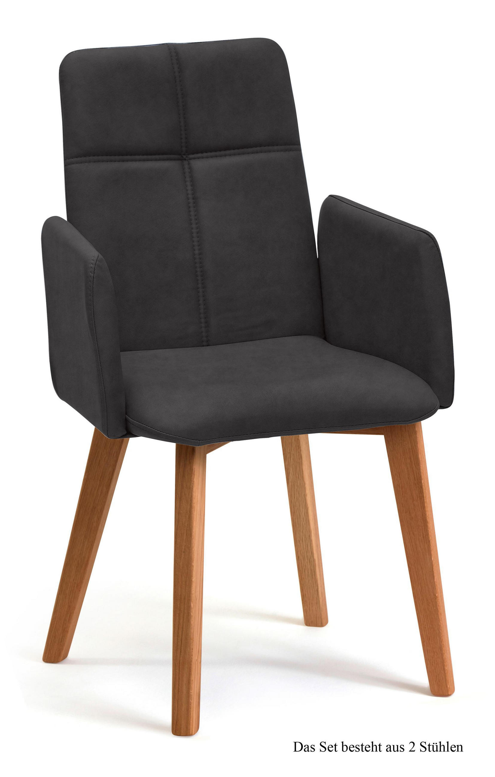 ARMLEHNSTUHL (2er-Set) Dardana 52x92x60 Eiche geölt/Anthrazit - Eichefarben/Anthrazit, Kunststoff (60/92/52cm) - 58aufmkessel