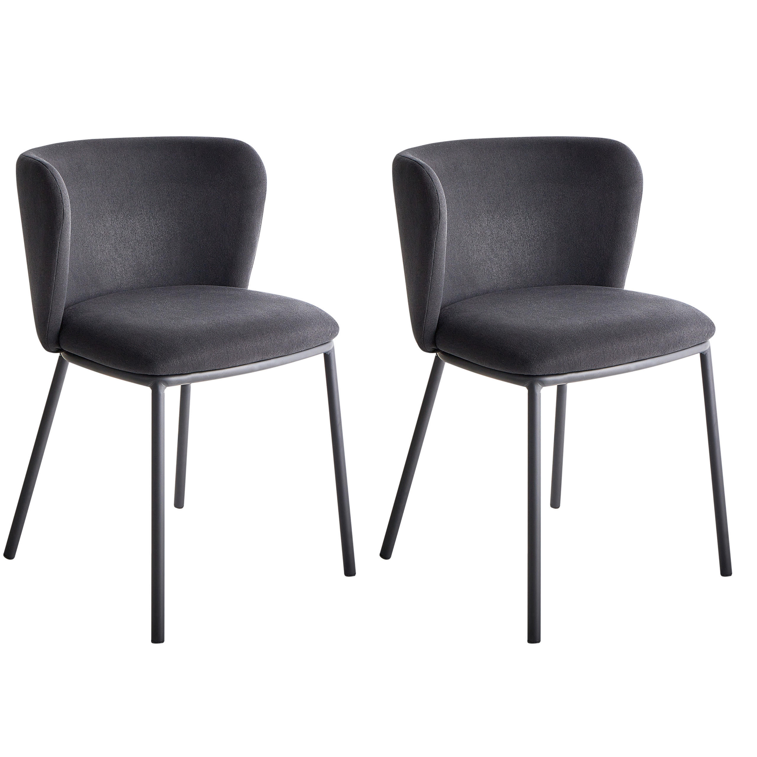 ESSZIMMERSTUHL 2er-Set Stoff Schwarz Mina - Schwarz, Textil (48/75/52cm) - Beliani