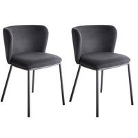 ESSZIMMERSTUHL 2er-Set Stoff Schwarz Mina - Schwarz, Textil (48/75/52cm) - Beliani