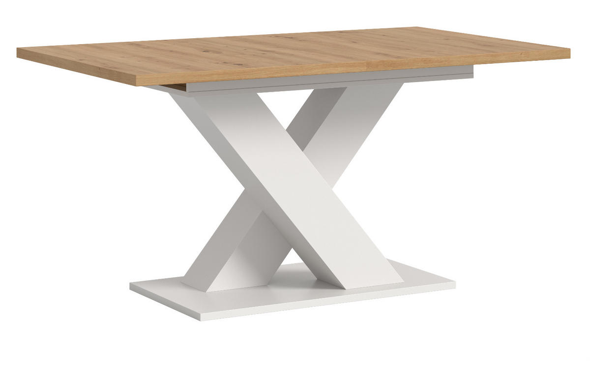 ESSTISCH weiß, Eiche Artisan, Küchentisch ausziehbar 150 - 190 cm - Weiß/Eiche Artisan, Holzwerkstoff/Metall (150/90/76cm) - Inn.Furn