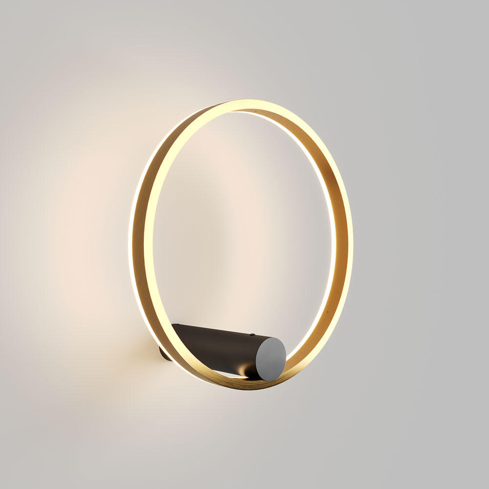 LED-WAND-/DECKENLAMPE Ring Air Schwarz/Gold - Schwarz, Metall (40/40/22cm) - s.luce