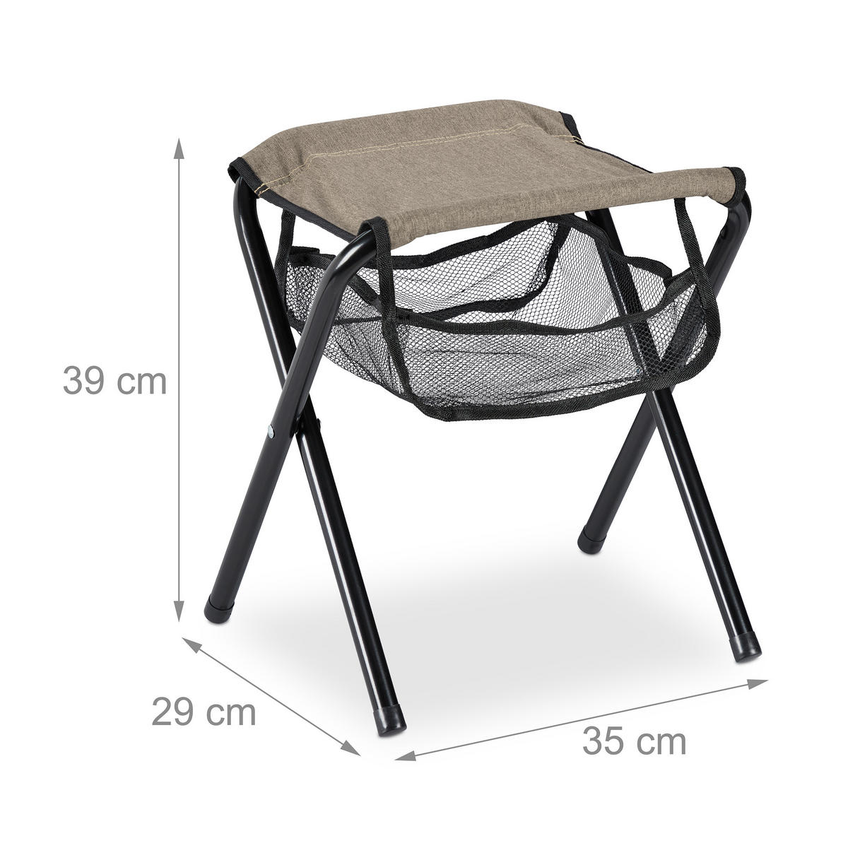 KLAPPHOCKER - Beige, Textil/Metall (29/39/35cm) - Relaxdays