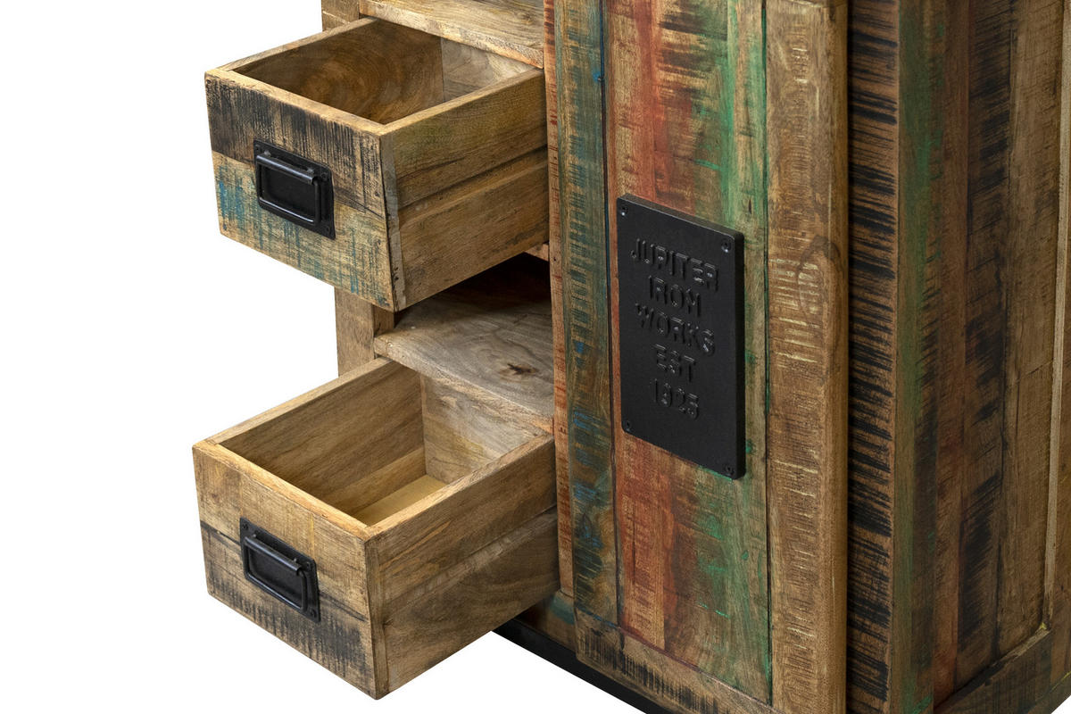 SIDEBOARD LIBRO - Hellbraun/Multicolor, Akazienholz/Holz (75/90/36cm) - SAM