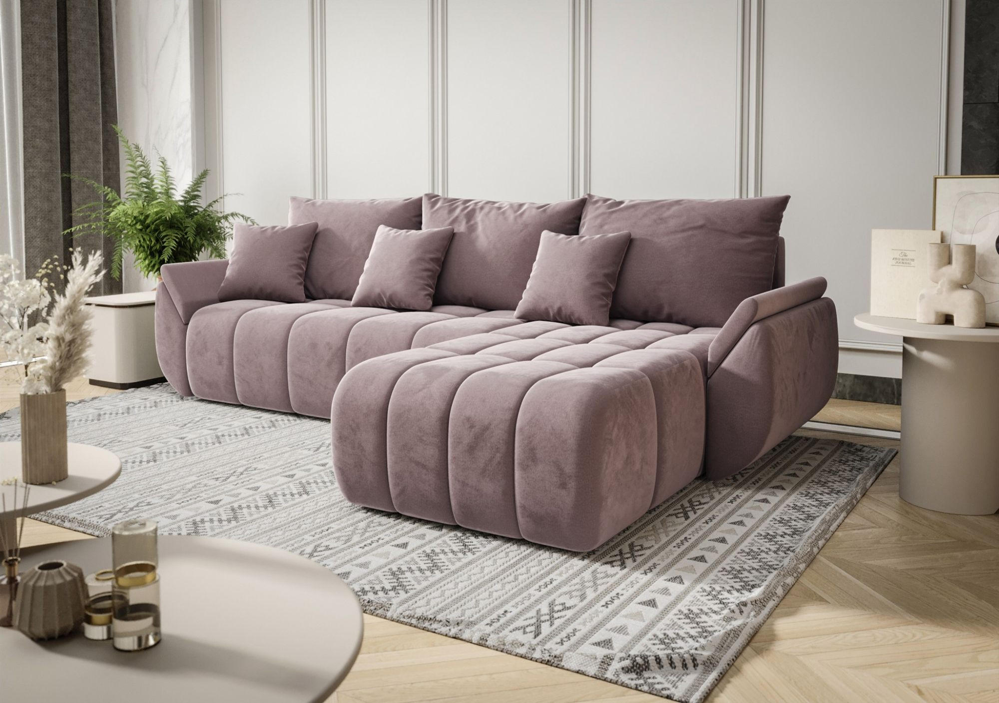 ECKSOFA Osaka - Flieder, Holzwerkstoff/Textil (280/185cm) - Fun Möbel