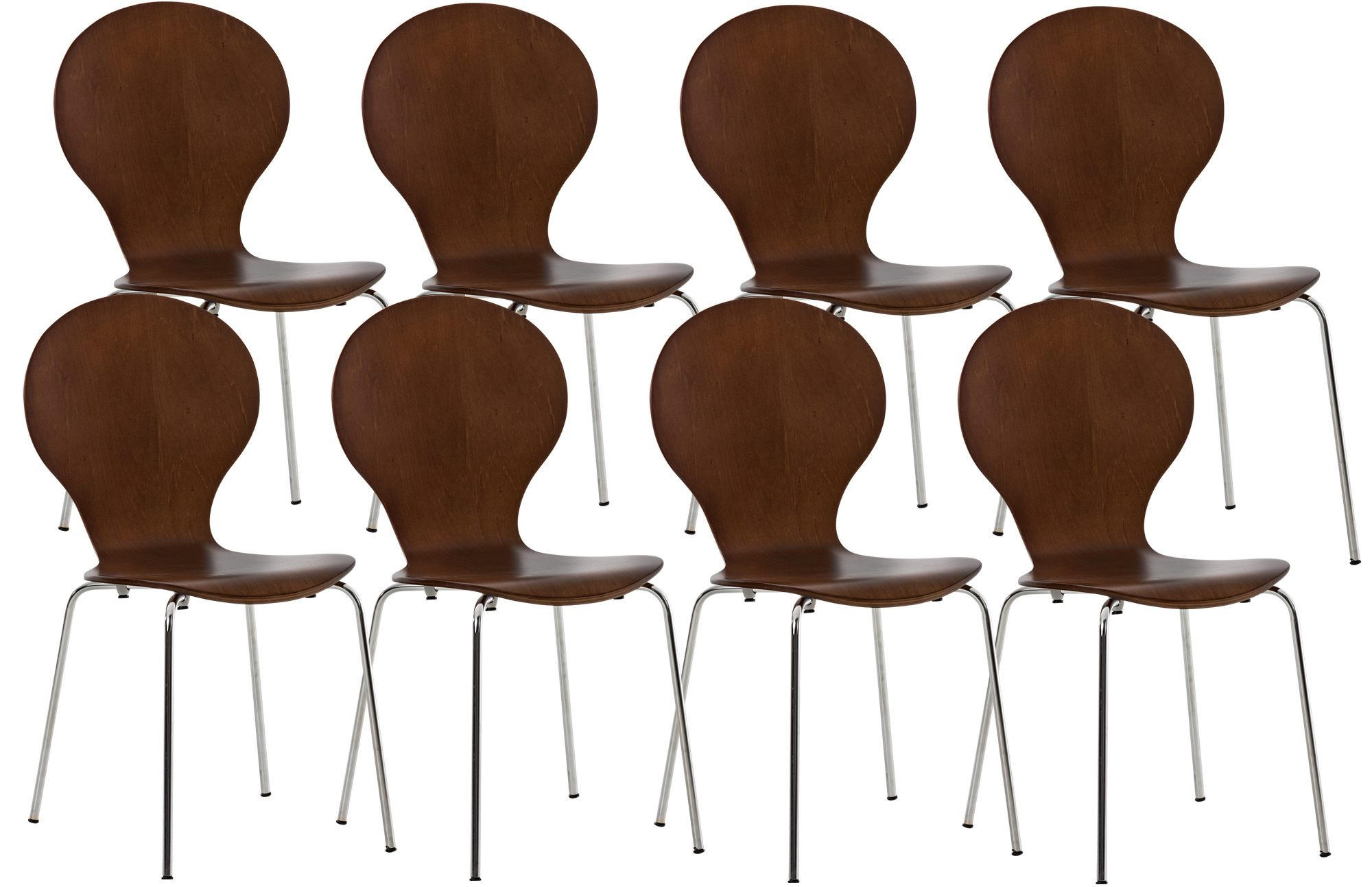 BESUCHERSTUHL 8er Set Holz braun - Braun, Holz/Metall (43/86/45cm) - CLP