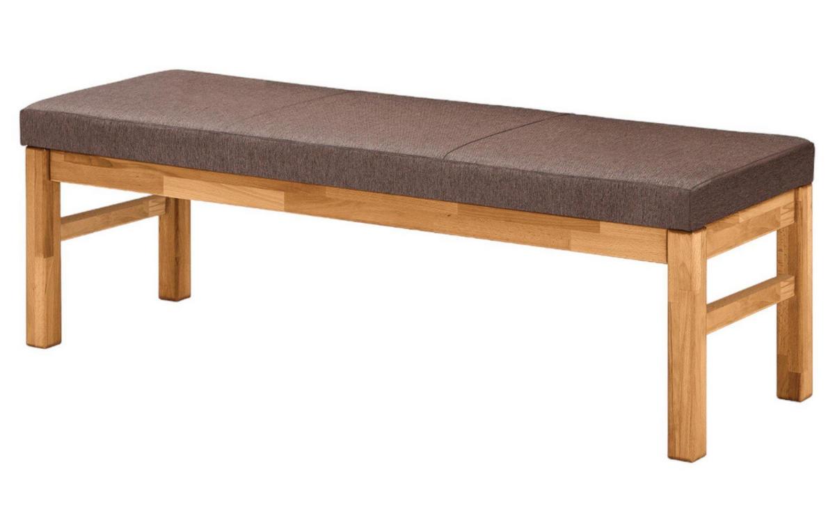 SITZBANK Danny 130x49x50 Massivholz Wildeiche geölt Polster Braun - Wildeiche/Braun, Holz (130/50/49cm) - 58aufmkessel