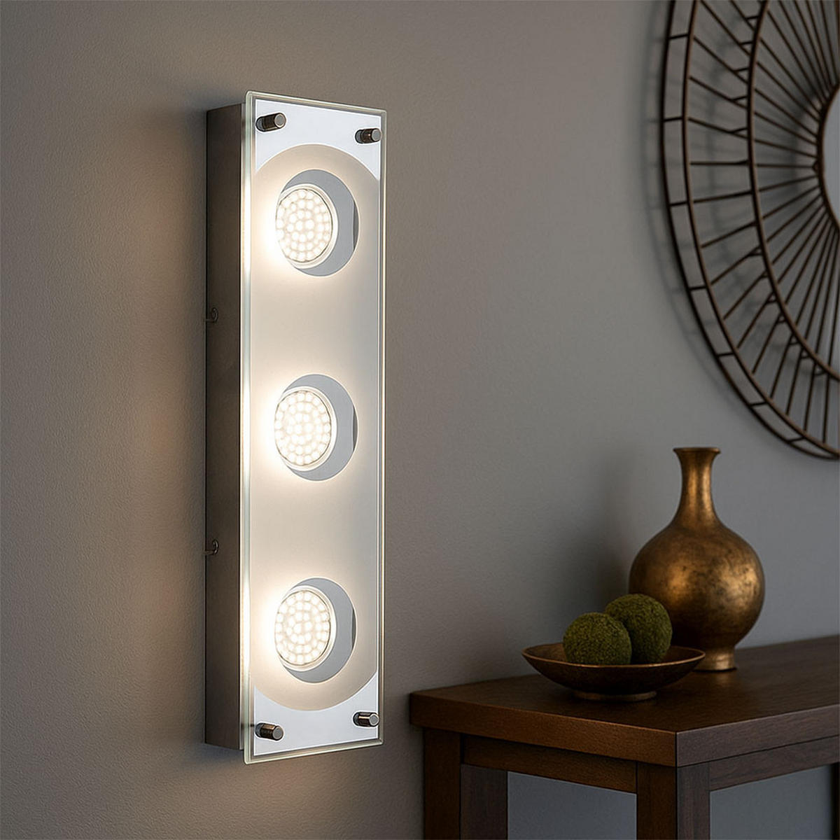 LED DECKENLEUCHTE Silber gebürstet - Silberfarben, Glas (7.5/35/10cm) - Esto