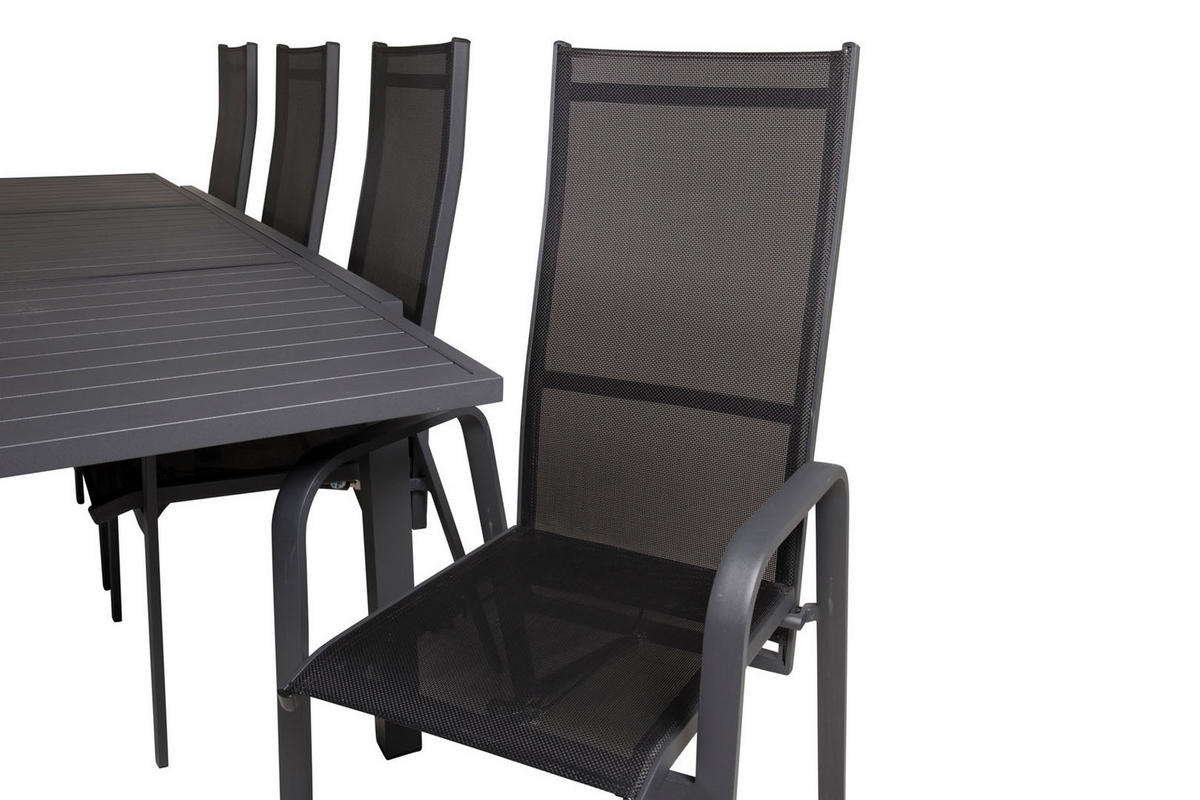GARTENTISCHGRUPPE Schwarz - Schwarz, Holzwerkstoff - ebuy24