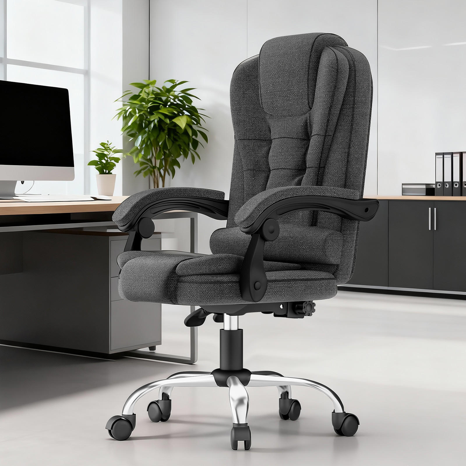 BÜROSTUHL Schwarz-Grau Serie Ergonomisch Stoff - Grau, Metall (32/58.5/70cm) - Rattrix