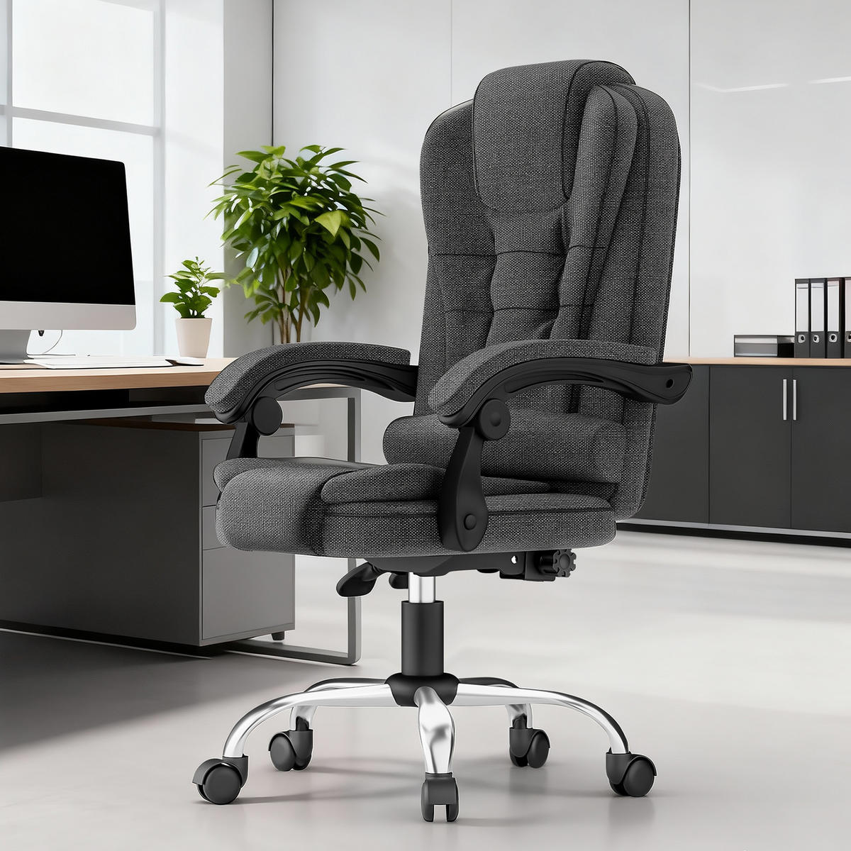 BÜROSTUHL Schwarz-Grau Serie Ergonomisch Stoff - Grau, Metall (32/58.5/70cm) - Rattrix