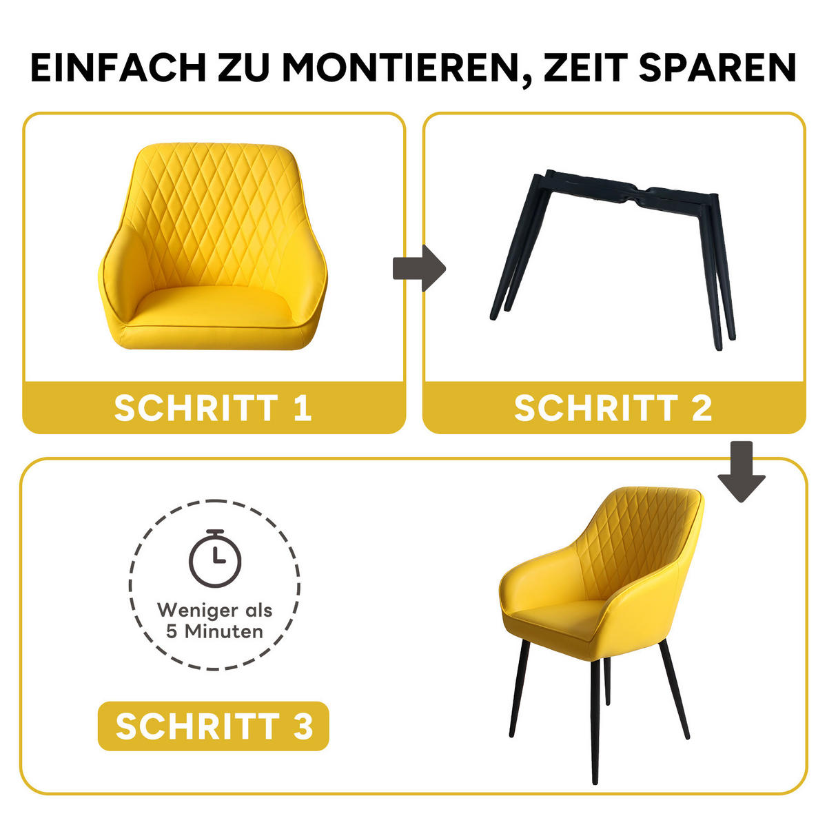 ARMLEHNSTUHL-SET 2 Stück in Kunstleder(YZ8) - Gelb, Textil (59/78/65cm) - HOMAVO