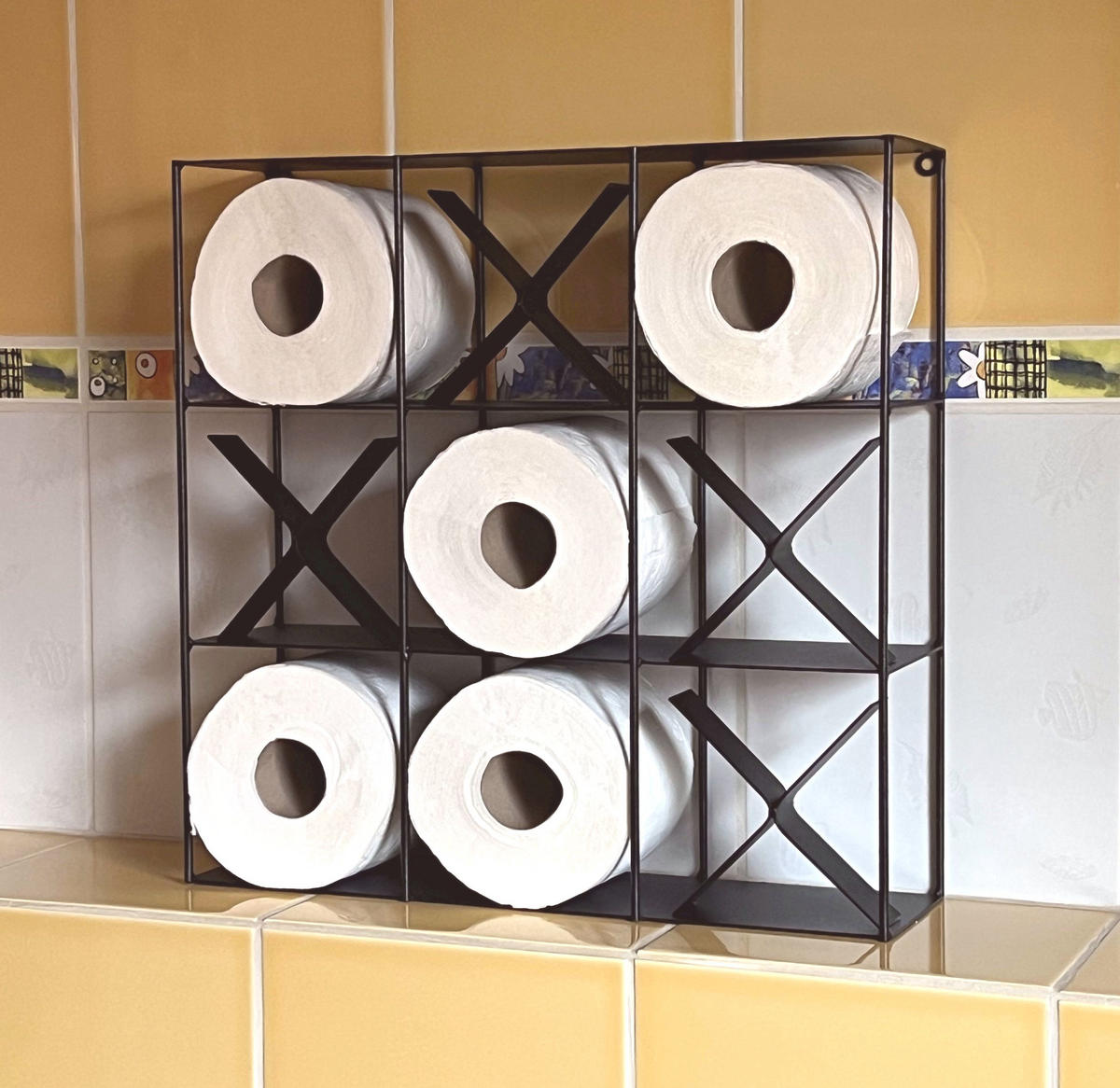 TOILETTENPAPIERHALTER Wand Tic Tac Toe Metall Schwarz 40/10/40 cm - Schwarz, Metall (40/40/10cm) - DanDiBo