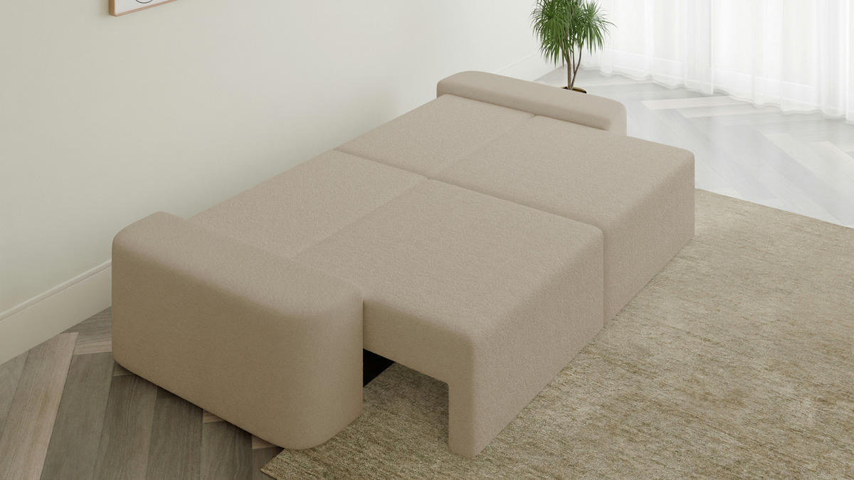 SOFA Lisbon - Beige (Arena 3) - Beige, Holzwerkstoff (268/85/110cm)