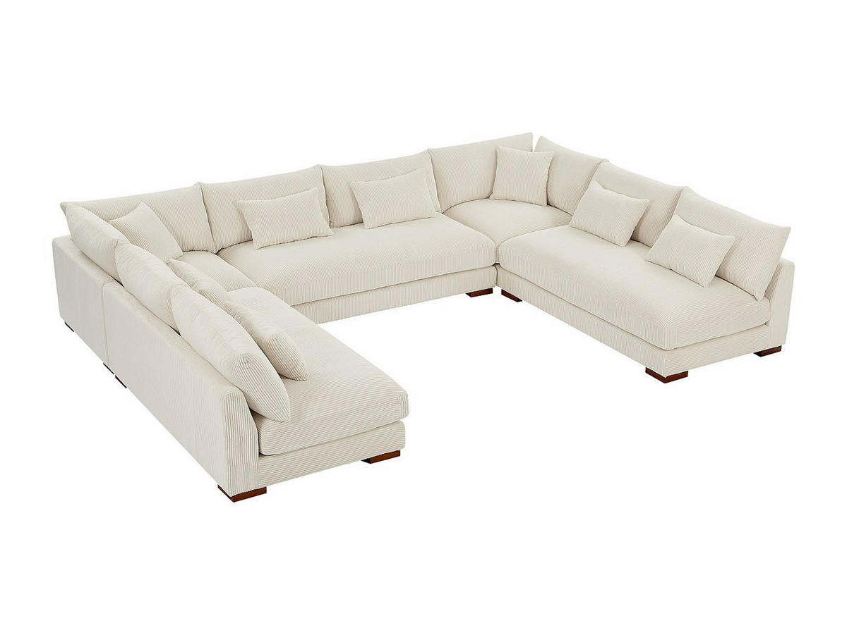 SOFA ohne Schlafmöglichkeit - 9 Personen - Samt, Stoff - Beige - - Beige, Textil (375/85/274cm) - Vente-Unique