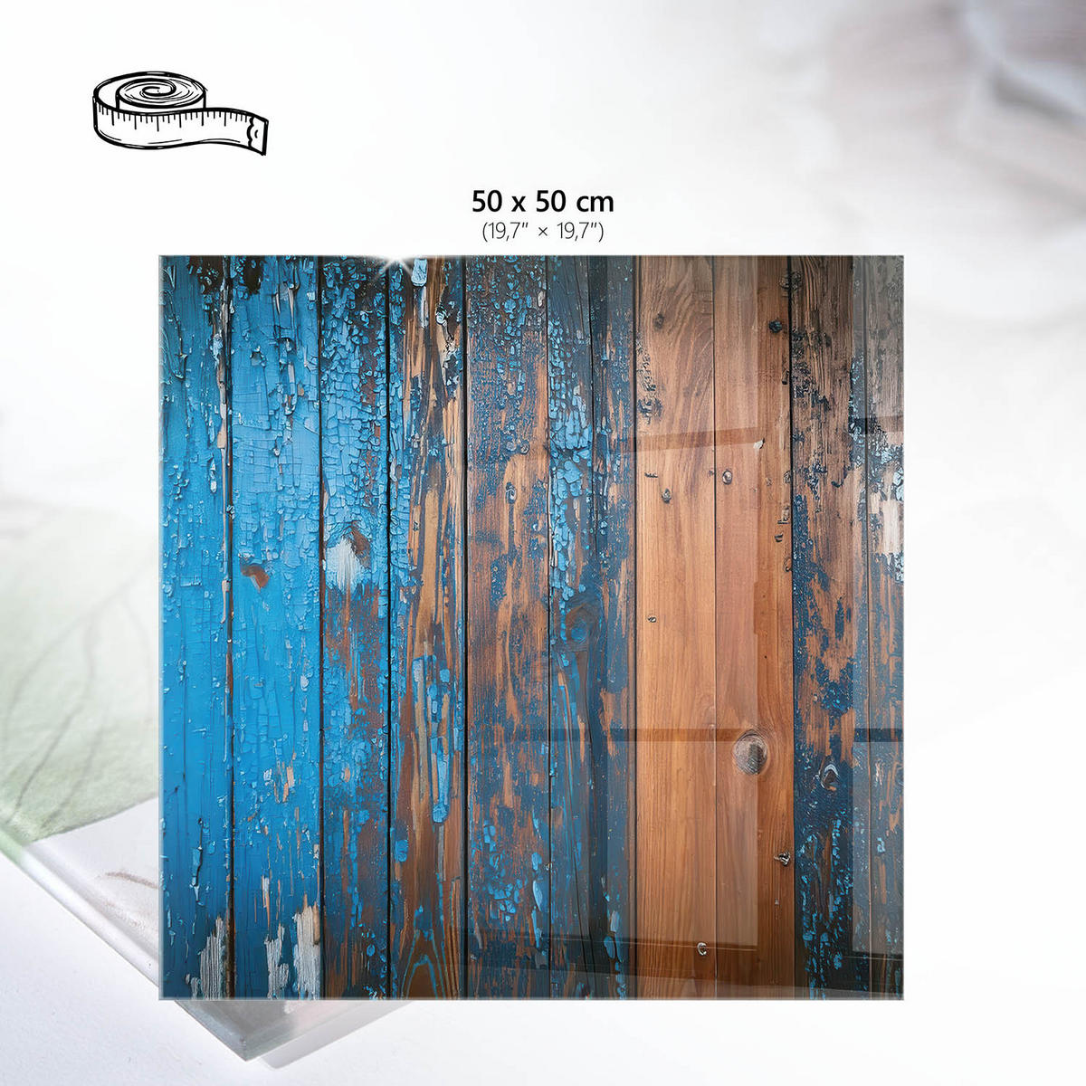 TISCHPLATTE 50x50 cm – Rustikales Holz - Braun, Glas (50/50/0.4cm) - Wallfluent