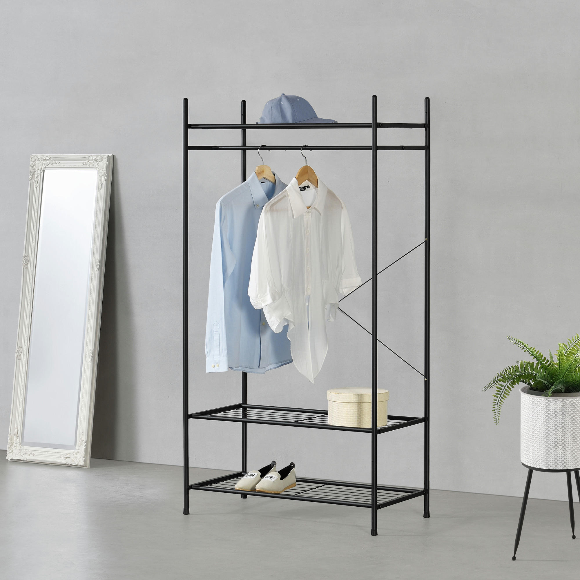 GARDEROBENSTÄNDER - Schwarz, Metall (80/150/40cm) - [en.casa]