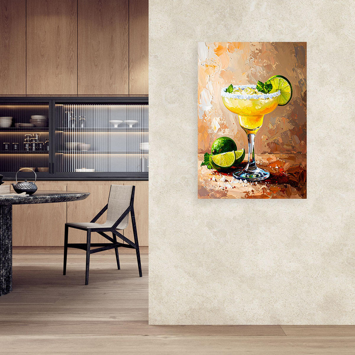 LEINWANDBILD Margarita Rezept Cocktail 80x120cm - Beige, Textil (80/120cm) - Feeby