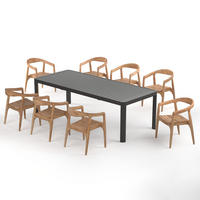 GARTENESSGRUPPE - 9-teilig - Teak massiv / Aluminium - Braun / Anthrazit - Anthrazit, Holz/Metall - home24