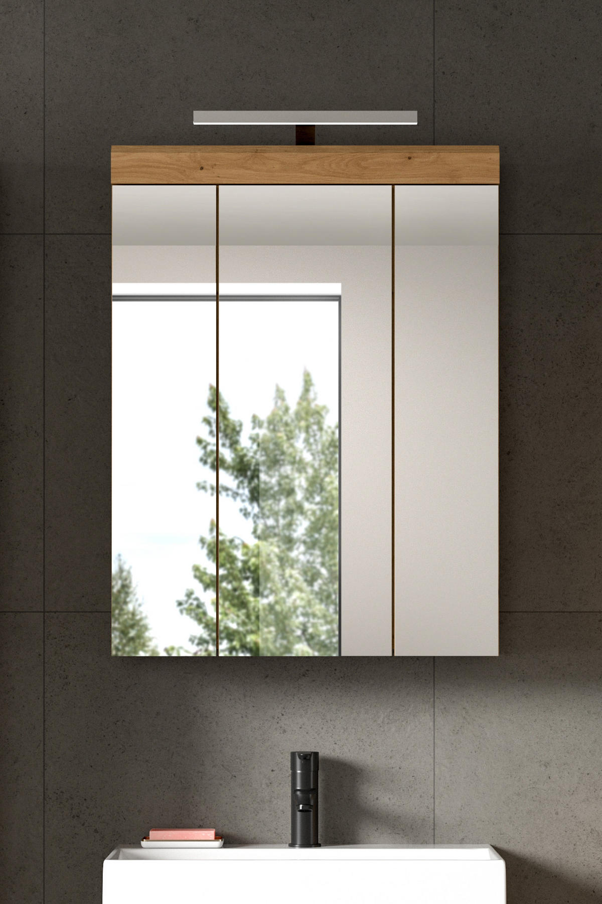 SPIEGELSCHRANK inkl. Bel. SCOUT (B/H/T: ca. 60/79/18 cm) in Artisan Eiche Nachbildung/Spiegelglas - Eiche Artisan, Holzwerkstoff (60/79/18cm)