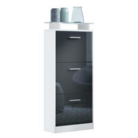 SCHUHSCHRANK Lavia Front in Schwarz Hochglanz - Schwarz Hochglanz, Holzwerkstoff (46/128/23cm) - Vladon