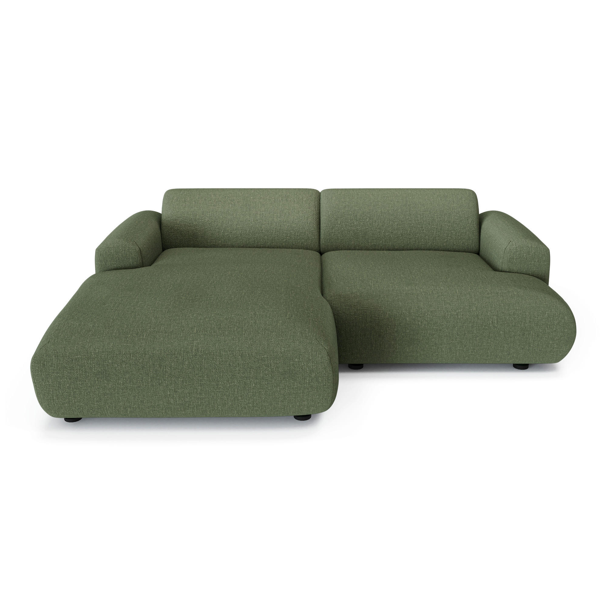 ECKSOFA LINKS Rastergewebe Olivgrün 266cm - Olivgrün, Textil (165/266cm) - Sia Home