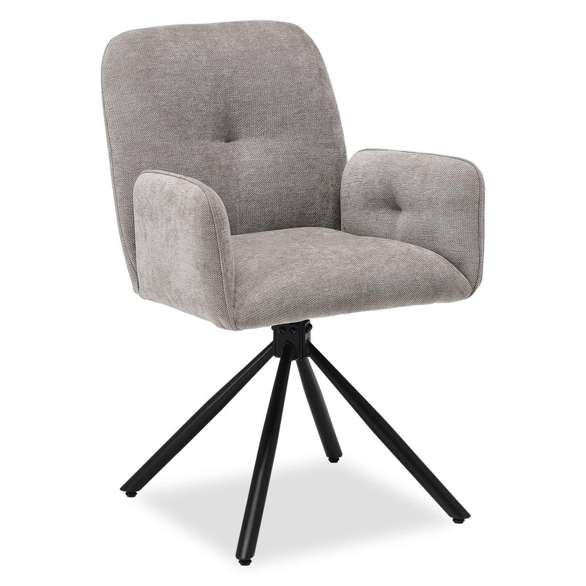 ARMLEHNSTUHL in Stahl drehbar Grau - Grau, Textil (58/88/60cm) - Homestyle4u
