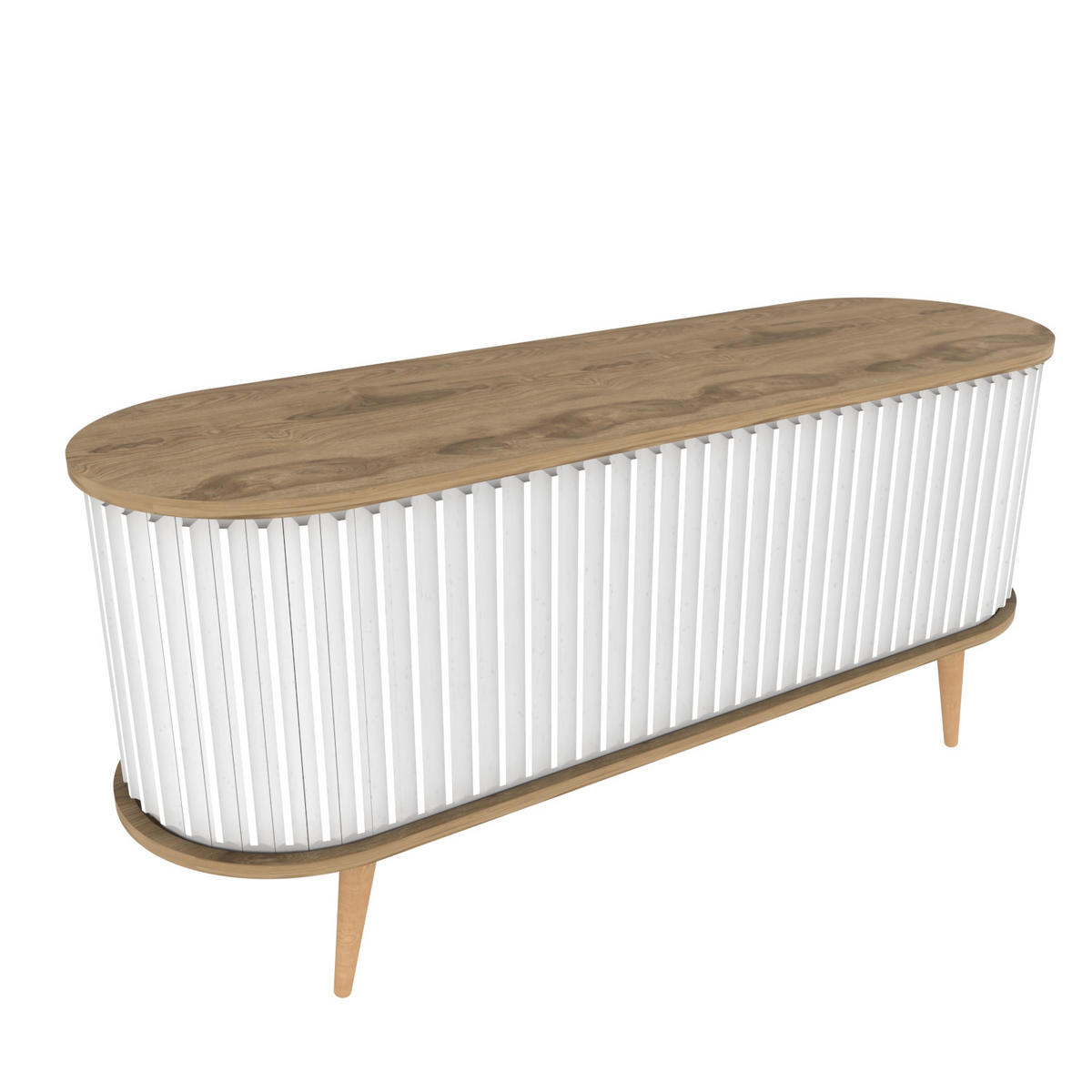 TV-ELEMENT Stor Weiß Braun - Braun/Weiß, Holz/Holzwerkstoff (43/64/140cm) - Decorotika