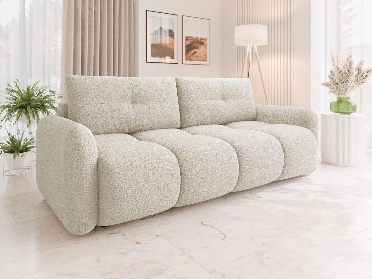 SCHLAFSOFA Sandy - Sandfarben/Schwarz, Holz/Kunststoff (232/94/121cm) - MIRJAN24