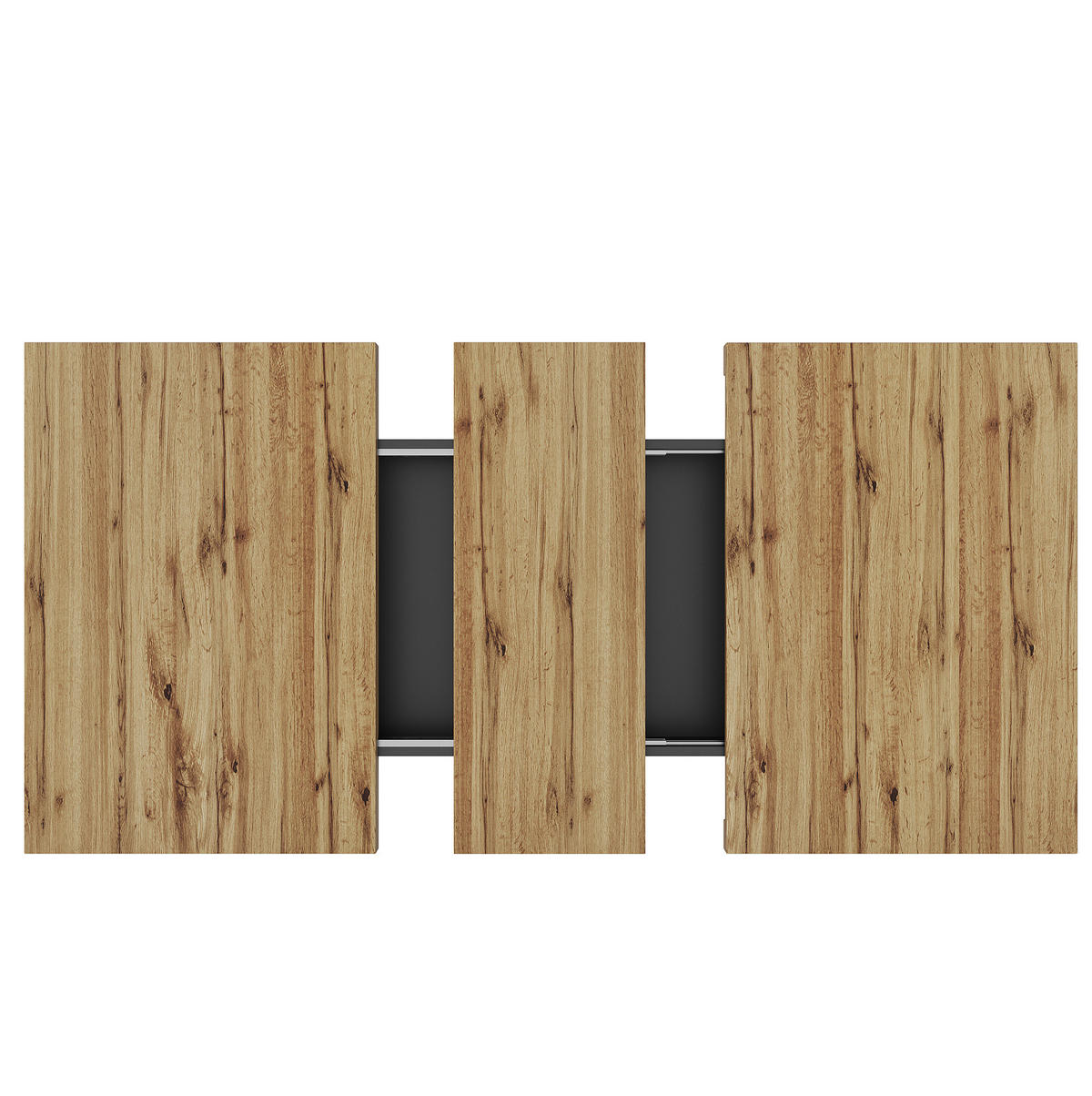 ESSTISCH aus MDF 110-140x80x75 cm Schwarz/Natur ausziehbar mit höhenverstellbaren Regalen und Soft-Close-Türen - Schwarz, Holzwerkstoff (140/80/75cm) - Modfu