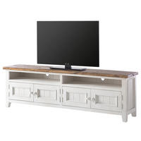 TV-LOWBOARD - Kiefer massiv, Kiefer Weiß - Weiß, Holz (196/60/42cm) - home24