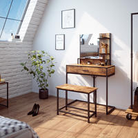 SCHMINKTISCH Fyrk Antikholz 80 cm mit Stuhl - Alteiche/Schwarz, Holzwerkstoff (80/135.5/40cm) - Vicco