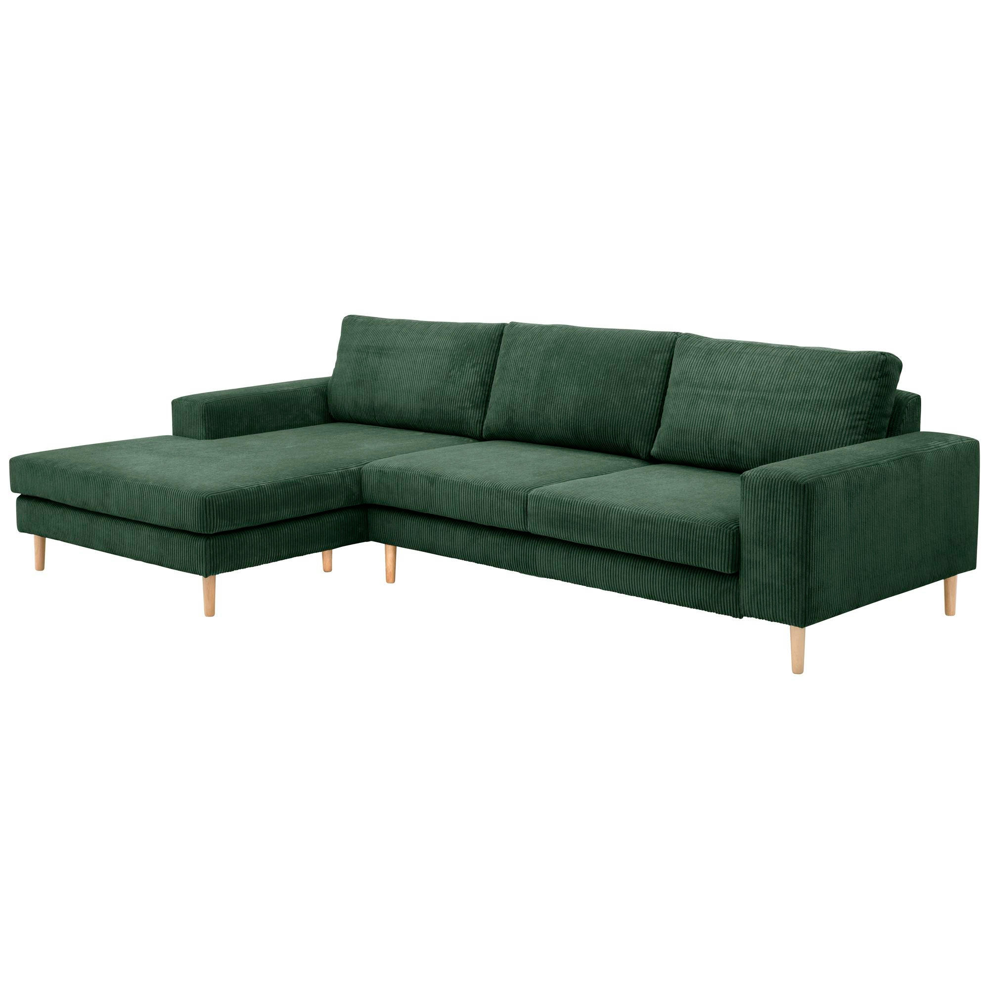 SOFA mit Longchair links Kaylynn Cordstoff dunkelgrün - Dunkelgrün, Kunststoff (175/294cm) - 58aufmkessel