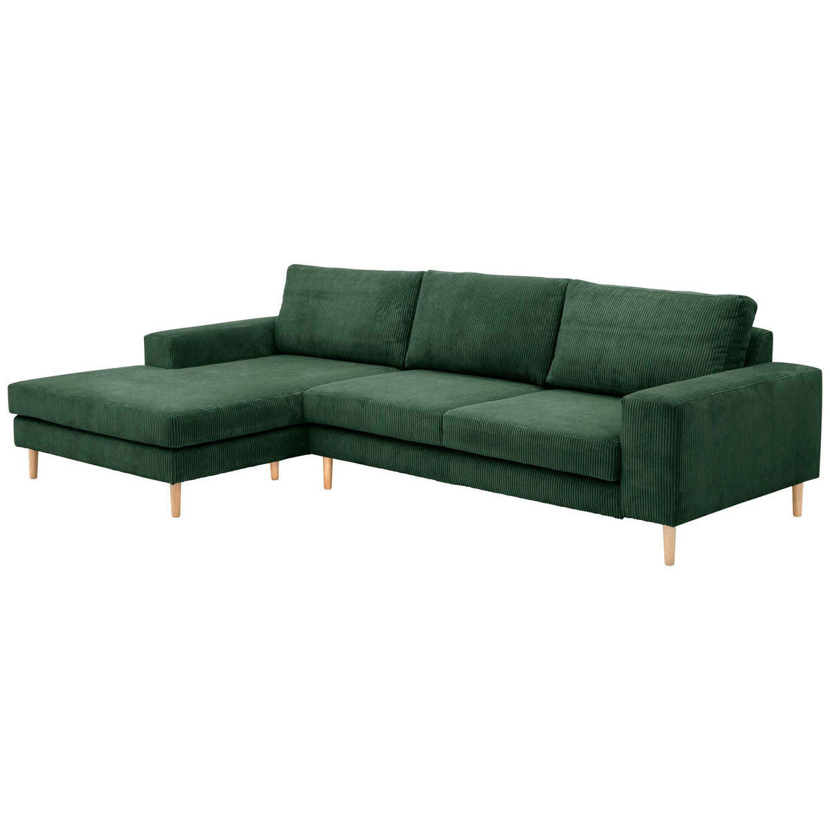 SOFA mit Longchair links Kaylynn Cordstoff dunkelgrün - Dunkelgrün, Kunststoff (175/294cm) - 58aufmkessel