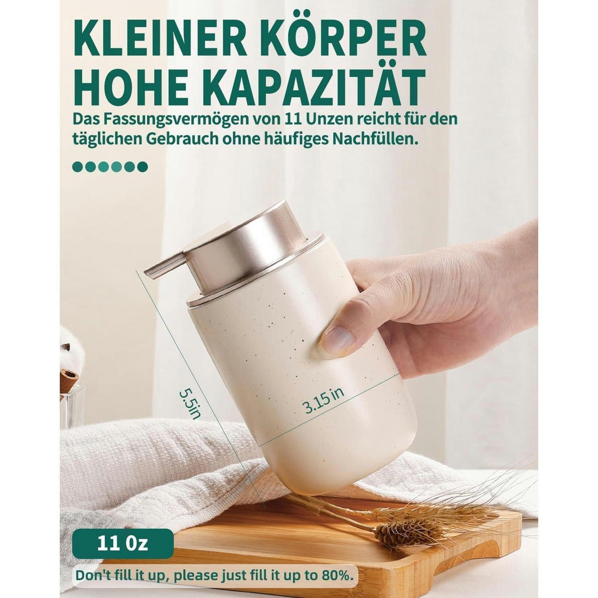 SCHAUMSEIFENSPENDER Keramik 350ml Beige & Rosa - Beige, Keramik (8/14/8cm)