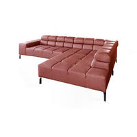 ECKSOFA NELSON Rot Leder Relaxfunktion - Rot/Schwarz, Leder/Metall (321/216cm) - KAWOLA
