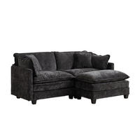 2-SITZER-SOFA aus Chenille 189x75x84 cm mit modularer Bauweise, schwarz - Schwarz, Textil (75/84/189cm)