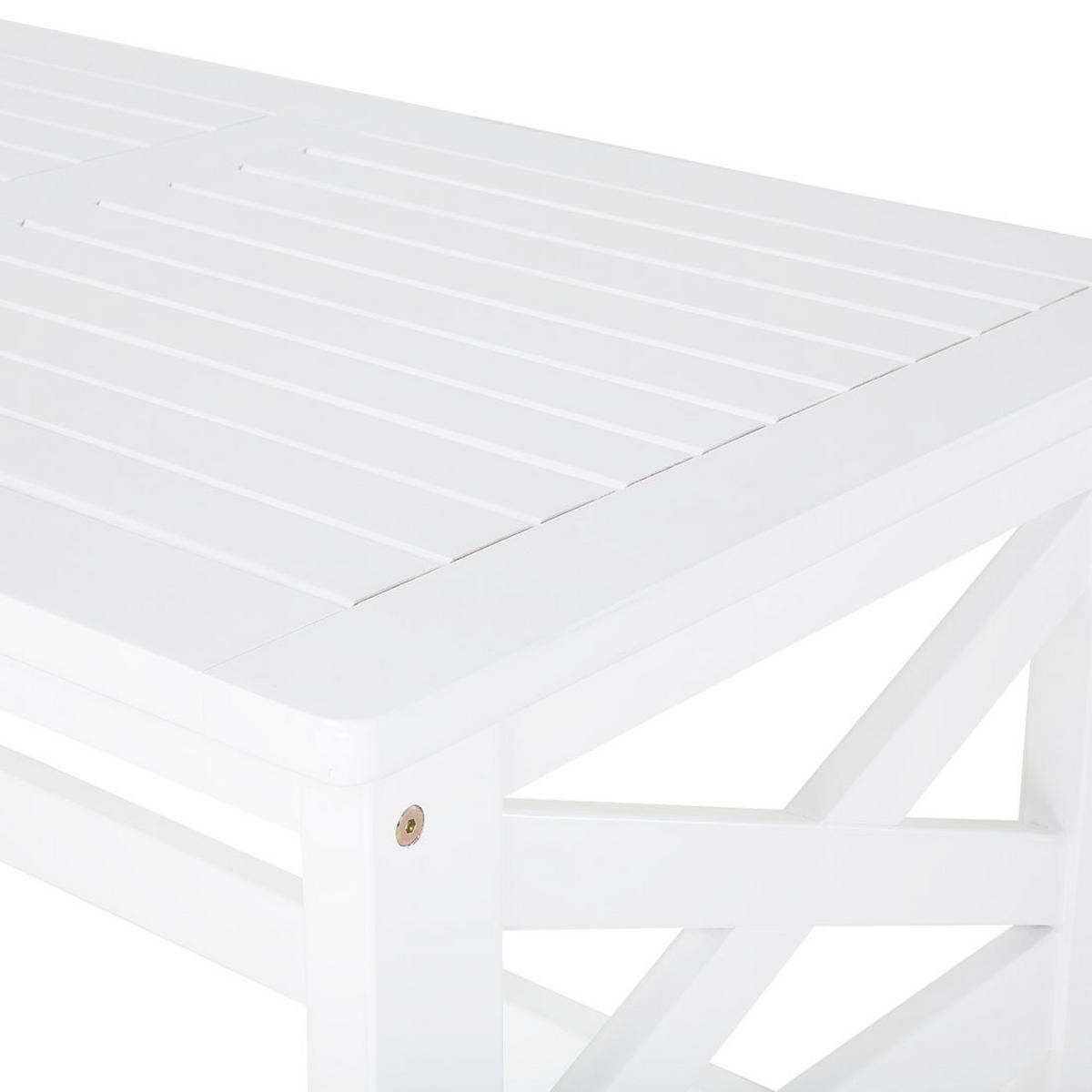 GARTENTISCH Akazienholz weiß 100/55 cm Baltic - Weiß, Holz (55/100/45cm) - Beliani