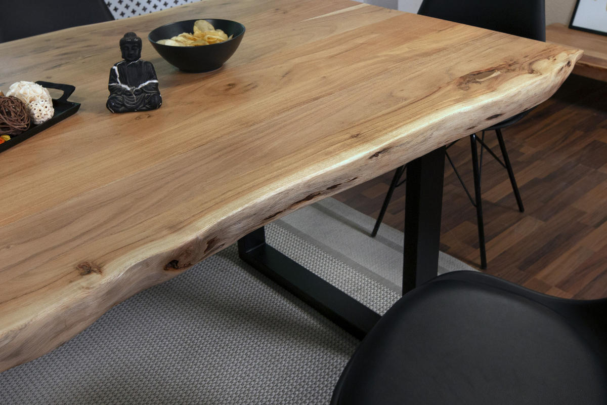 ESSTISCH CALI - Beige/Schwarz, Holz/Metall (100/200/77cm) - SAM