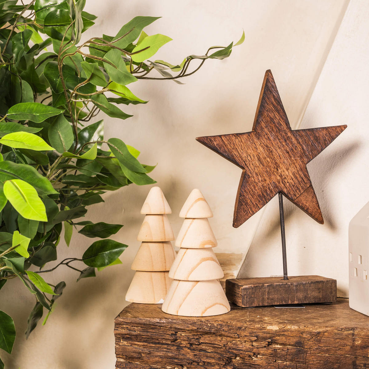 DEKO-WEIHNACHTSBAUM 2er Set, Braun 10/10/18 cm - Braun, Holz (10/18/10cm) - Mobili Rebecca